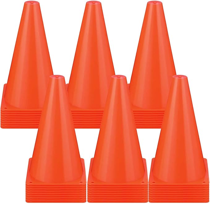 30 Pieces 9 Inch Traffic Cones Plastic Sport Agility Training Safety Cones Soccer Practice Equipment for Basketball Football Drills Exercise, Outdoor Activity and Events