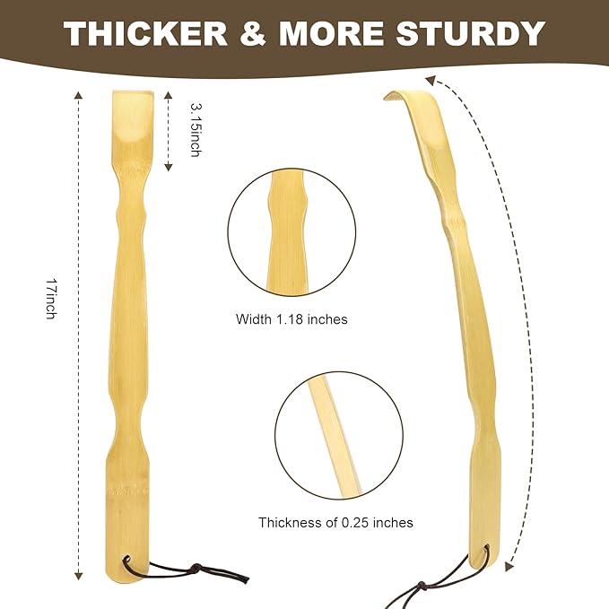3 Pack Wooden Back Scratcher, 17 Inch Curved Long Handle Bamboo Back Scratchers Ideal Gifts for Adults Men Women, with Beautiful Gift Packaging