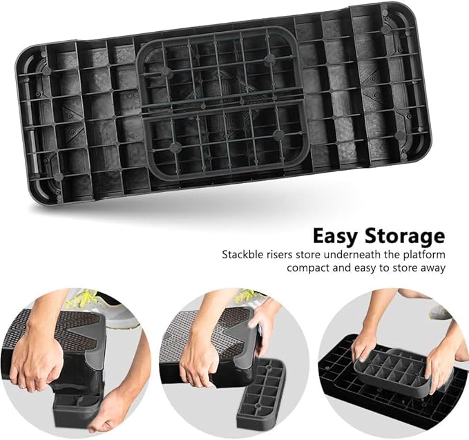 Adjustable Workout Aerobic Stepper, Aerobic Exercise Step Platform with 2 Risers, Exercise Step Deck for Fitness, 26.5" Trainer Stepper with Non-Slip Surface Home Gym & Extra Risers Options