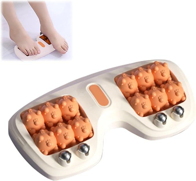 Portable Double Foot Massage Roller,Plantar Fasciitis Relief, Dual Foot Acupressure Therapy for Stress Relief and Improved Circulation, Portable Reflexology Tool for Home and Office Use (Orange)