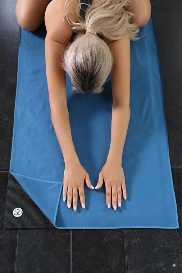 Eunzel 2 Pack Hot Yoga Towel Non Slip Yoga Mat Towel Non-Slip Sweat Absorbent Microfiber Towel for Hot Yoga, Pilates and Workout 72" x 26.5", Navy