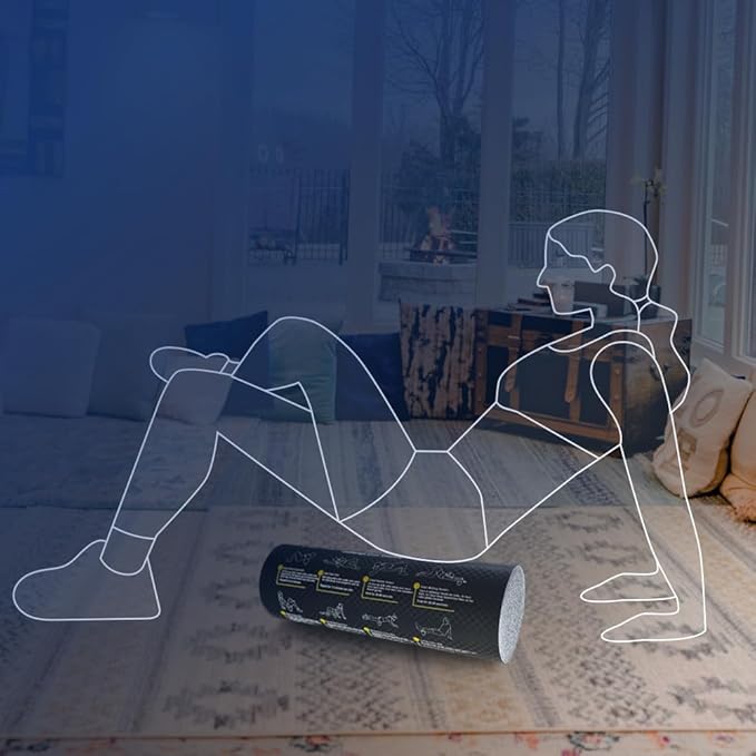 Fitness Foam Roller with Printed Exercises - 17''x 6'' Lightweight EPE/PE Exercise Roller Foam - Includes 12 Guided Stability, Mobility & Recovery Moves - Dual Color Instructional Design