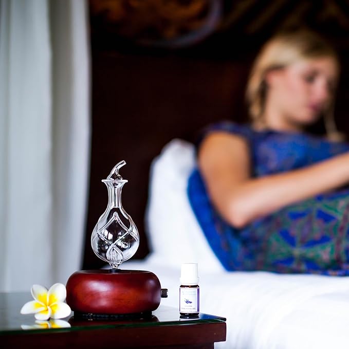 Radiance Nebulizing Diffuser for Essential Oil Aromatherapy - Dark Colored Wood Base