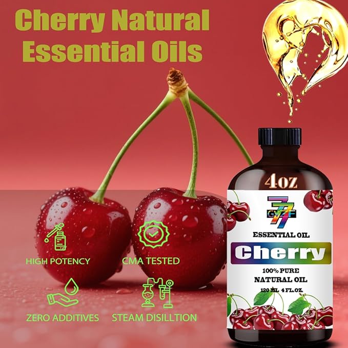 Cherry Essential Oil (4 oz / 120 ml) – Cherry Oils for diffusers, humidifiers, Home Baths, Cleaning Products, Yoga, DIY Soaps and DIY Scented Candles