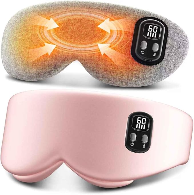 Heated Eye Mask - Cordless Eye Mask for Dry Eyes, Eye Relief, Improved Sleep, Timed Shutdown, 4 Temperature, Washable Eye Heating Pad for Travel, Removable for Cleaning - Pink
