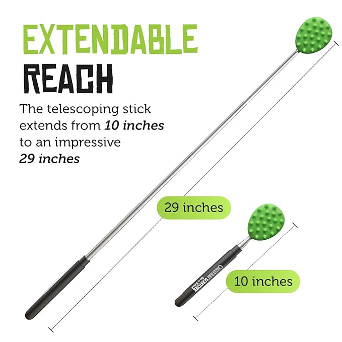 Cactus Scratcher Extendable Big Stick Back Scratcher - Extends 29" Long Double Sided Retractable Scratching Tool for Hand, Neck, Head, and Body - Universal Gift for Family, Pets, and Friends, Green