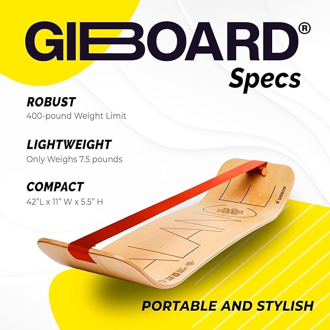 GIBBON SlackBoard - GiBoard Balance Board Kids & Adults - Slackline Balance Trainer - Slack Board Core Workout Equipment Home Gym Training - Standing Desk Exercise - Yoga, Agility, Pilates & More