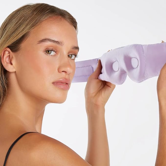 Dore & Rose Aura Sleep Mask, 100% Light Blocking Mulberry Silk Eye Mask (23 Momme), Extra Room for Lashes, Reduces Eye Bags & Dark Circles, Adjustable Travel Deep Sleep Mask for Men & Women (Purple)