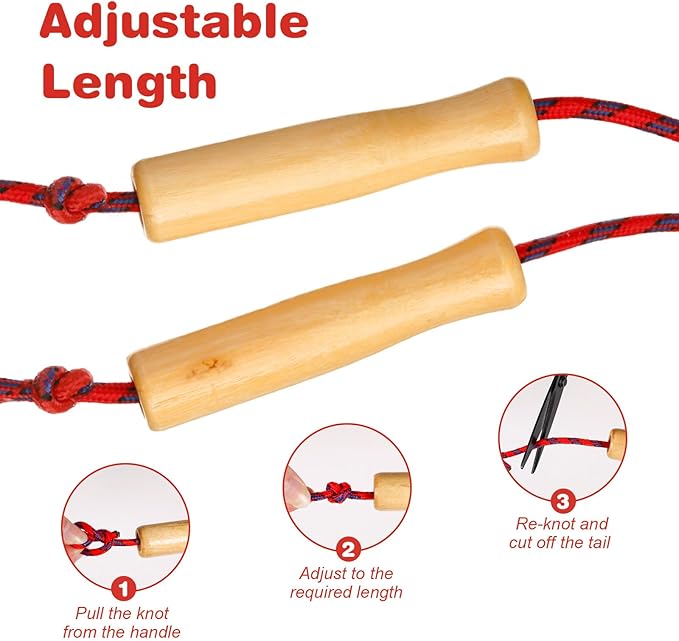 Lenwen 60 Pcs 7.25 ft Jump Rope for Kids Bulk Back to School Supplies Adjustable Cotton Beaded Skipping Rope with Wooden Handle for Christian Charity Children Classroom Exercise Training Fun Activity