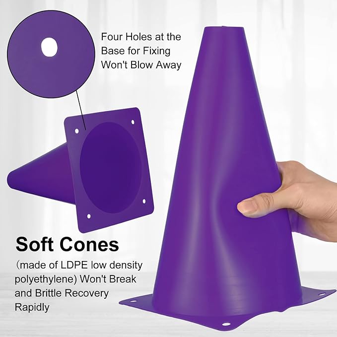 30 Pieces 9 Inch Traffic Cones Plastic Sport Agility Training Safety Cones Soccer Practice Equipment for Basketball Football Drills Exercise, Outdoor Activity and Events
