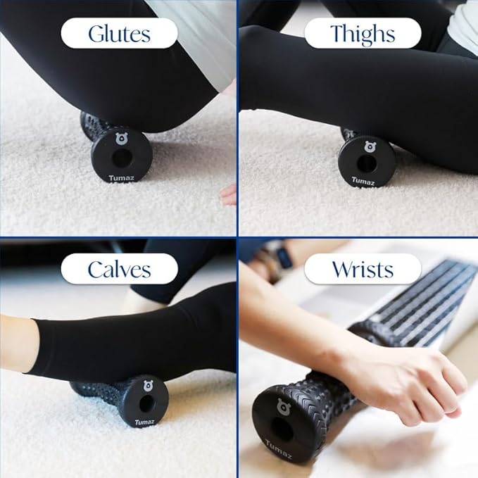 Tumaz Foot Roller, Ergonomic Foot Massage Roller for Arch Pain, Trigger Points and Deep Tissue, Portable - Reflexology Tool for Plantar Fasciitis Relief, Black