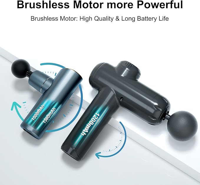 Massage Gun,Deep Tissue Muscle Massager,Brushless Motor Portable Full-Metal Travel,Equipped with 4 Speeds & 8 Massage Heads, Gifts, Home, Athletes, Office (Gray Green)