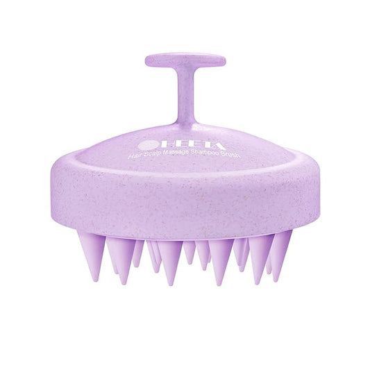 HEETA Scalp Massager Hair Growth, Soft Silicone Scalp Scrubber Shampoo Brush for Exfoliation, Dandruff Removal & Head Massage Stress Relax, Wet & Dry Use for Thick, Thin Hair Care, Wheat Straw Purple