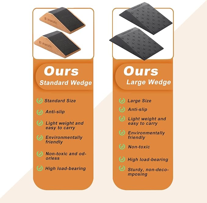 UNMERA Squat Wedge Block 2PCS Non Slip Professional Ramp, Platform for Heel Elevated Squats and Calf Raises