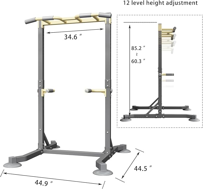 Multi-function Pull Up Station, Portable Workout Equipment with Pull Up Bar and Dip Station for Home Gym, Support 600lbs