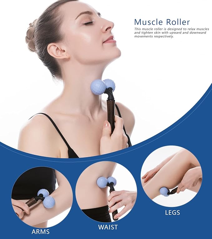 Relax Massage Roller，Handheld Total Body Massager Tools for Back, Neck, Foot, Calf, Leg, Arm & Deep Tissue Massager Relief for Sore Muscles