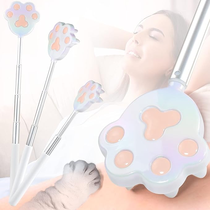 Cat Paw Back Scratcher, Extendable Metal Telescopic Back scratchers with 27 in Long Handle, Relief of Itches, Gift for Man and Woman (Colorful)