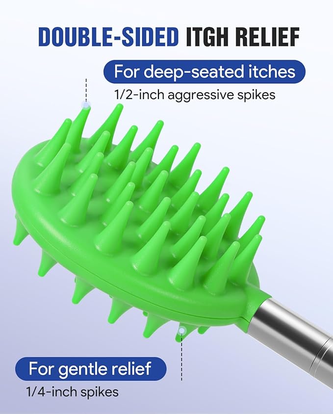 Gelibo Telescoping Back Scratcher with 5Pcs Detachable Heads,Fathers Day Dad Gifts from Wife Daughter Son,Mens Gifts,Husband, Extendable Back Massager Tool with Beautiful Box - Green