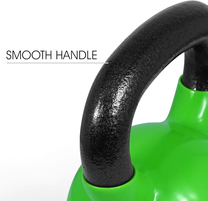 Yes4All Kettlebell, Vinyl Coated Kettlebell Cast Iron Sets with Stable Flat Bottom for Full Body Workout, Push up, Grip Strength Training & Weights Exercises