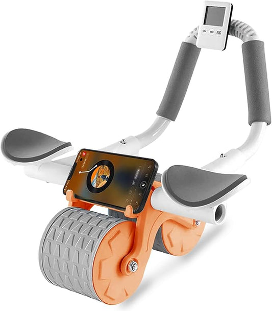 2025 New Ab Roller Wheel with Knee Mat &Timer, Automatic Rebound Abdominal Wheel, Ab Abdominal Exercise Roller with Elbow Support, Abs Workout Equipment Ab Exercise Roller for Women Men