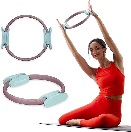 Gaiam Pilates Ring Fitness Circle - Lightweight & Durable Foam Padded Handles, Flexible Resistance Exercise Equipment for Toning Arms, Thighs/Legs & Core