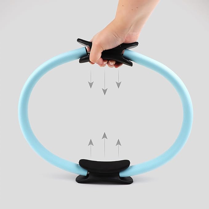 Phoenix Fitness Pilates Ring,Double Handle Exercise Circle Fitness Magic Circle Resistance Ring Dual Grip for Yoga Core Training,15 Inch