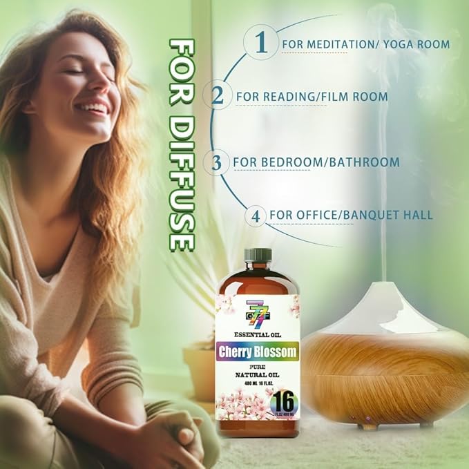 Cherry Blossom Essential Oil (16 oz / 480 ml) – Cherry Blossom Oils for diffusers, humidifiers, Home Baths, Cleaning Products, Yoga, DIY Soaps and DIY Scented Candles