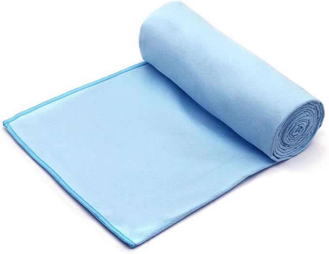 Eunzel 2 Pack Hot Yoga Towel Non Slip Yoga Mat Towel Non-Slip Sweat Absorbent Microfiber Towel for Hot Yoga, Pilates and Workout 72" x 26.5", Blue
