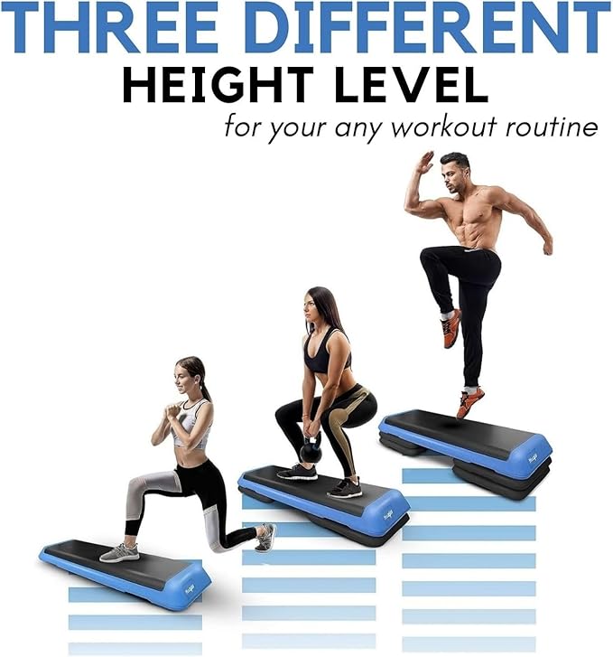 Yes4All Adjustable Workout Aerobic Exercise Step Platform Health Club Size with 4 Adjustable Risers Included and Extra Risers Options