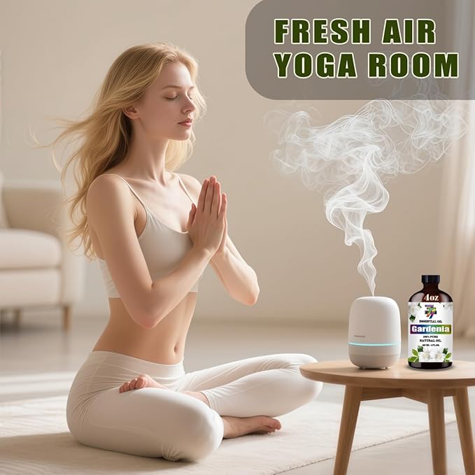 Gardenia Essential Oil (4 oz/120 ml) — Gardenia Oils for Aromatherapy, diffusers, humidifiers, Home fragrances, DIY Skincare, soap Making, DIY Candle, Relaxation, Yoga, and Meditation