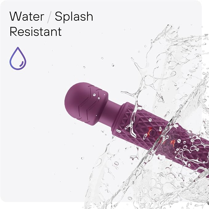 bed geek Handheld Cordless Personal Wand Massager – Waterproof, USB Rechargeable, 20 Vibration Patterns, 8 Speeds, Memory Feature, Skin-Soft Silicone for Ultimate Relaxation Tool (Purple)
