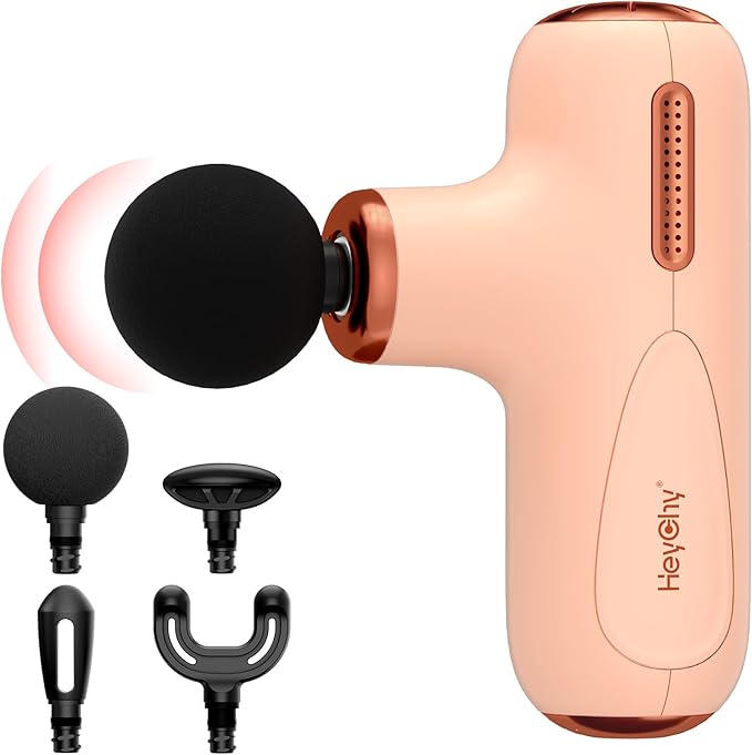 Super Mini Massage Gun, Deep Tissue Muscle Massager for Pain Relief, Portable 5-Speed Percussion Gun with 4 Attachments, Quiet for Athletes, Home, Office & Travel, Gift for Men & Women, Cream