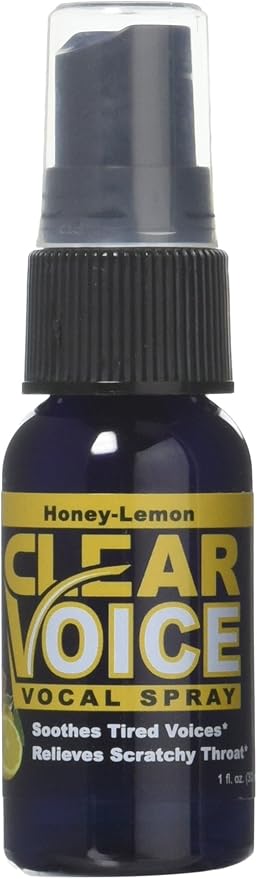 Clear Voice Oral Throat Spray Singing Ease Clarity Soothing Dampener Moisturizer Relief Vocal Eze Reducer Booster Treatment Secret, Made in USA, Honey Lemon Flavor, 1 Fl Oz