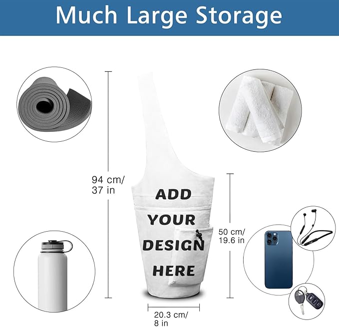 Yoga Mat Bag - Large Opening Long Tote Yoga Mat Carrier Holder Bag with Waterproof Wet Zipper Pocket and Drawstring Water Bottle Pocket - Yoga Bag Fit Most Size Mats