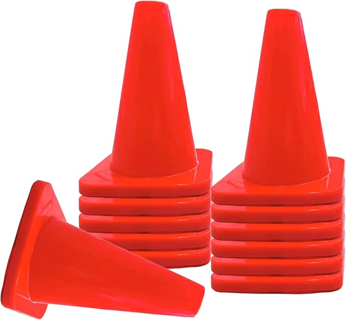 6in/9in/12in/28in Heavy Duty Agility Training Cones for Sports & Kids Coaching, Field Markers for Motorcycle, Bikes, Traffic, Basketball, Soccer Drills, Durable, Multipurpose, Adjustable