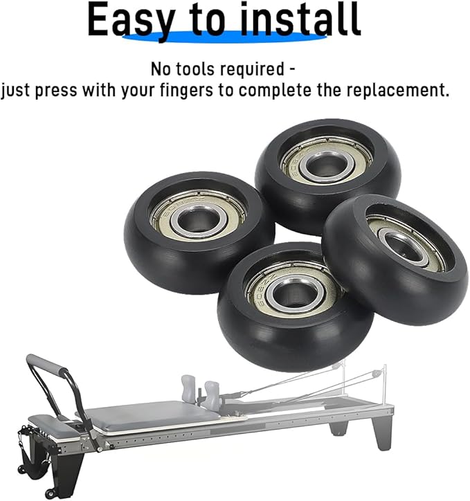 Replacement Roller Wheels For Aero Pilates Reformer Set of 4, Easy to Install, Smooth & Quiet Glide