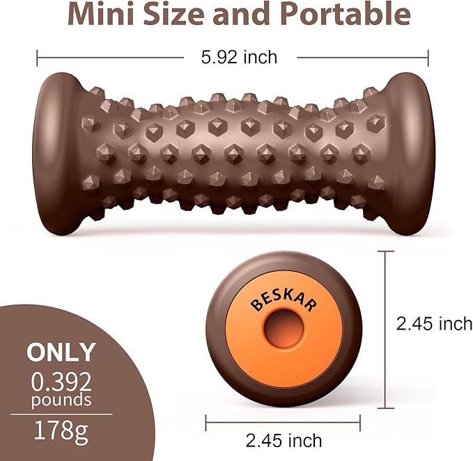 BESKAR Foot Massage Roller for Relief Plantar Fasciitis, Foot Reflexology Tool Pressure Point Massage Roller, Deep Tissue Massage for Relieving Feet Arch Heel Pain, Myofascial Pain Syndrome