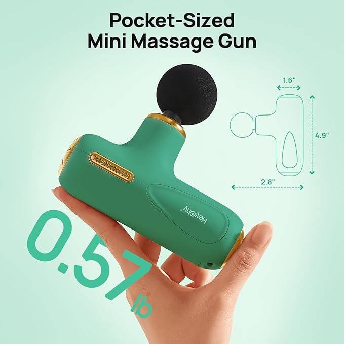 Super Mini Massage Gun Deep Tissue, Pocket-Sized Muscle Massager with 5-Speed & 4 Attachments, Portable Handheld Massager Quiet for Home/Gym/Travel, Ideal Gift for Men & Women, Athletes, Green