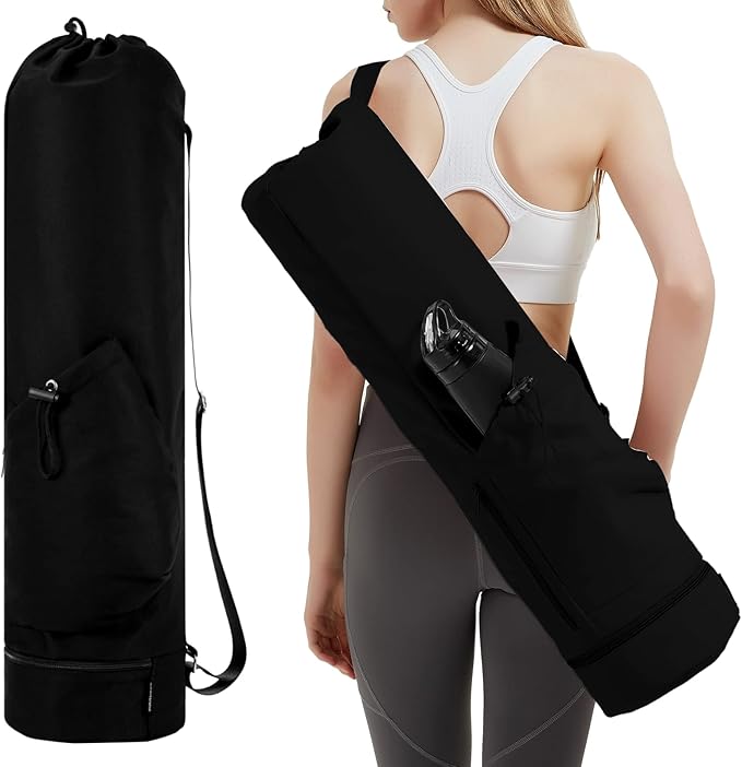 sportsnew Yoga Mat Bag with Water Bottle Pocket and Bottom Wet Pocket, Exercise Yoga Mat Carrier Multi-Functional Storage Bag, Patent pending