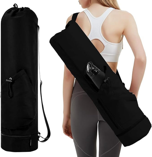 sportsnew Yoga Mat Bag with Water Bottle Pocket and Bottom Wet Pocket, Exercise Yoga Mat Carrier Multi-Functional Storage Bag, Patent pending