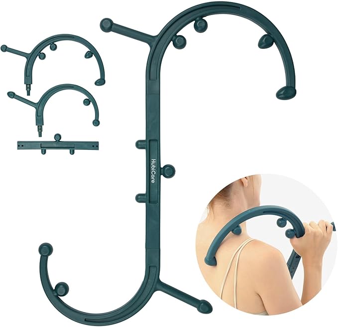 HuBDIC HubiCare Massage Stick, Trigger Point Cane, Body Deep Tissue, Handheld Back, Neck, Shoulder, Leg and Feet, Muscle Release Tool Self Massage Hook Cane for Women & Men (Dark Green)
