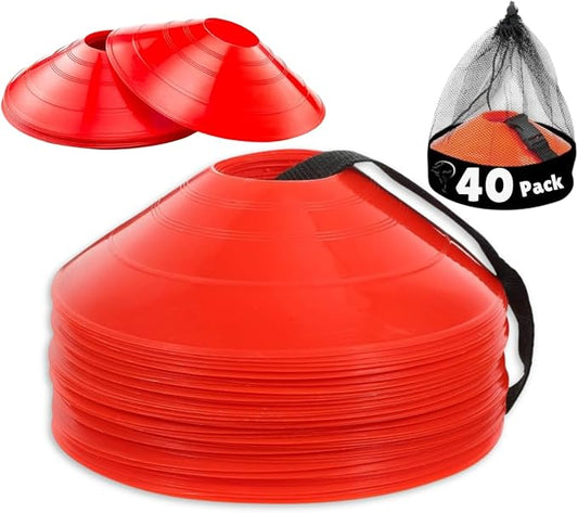 75/50/25 Pack, Pro-Grade Soccer Training Cones Set, Durable Agility Soccer Cones with Carry Bag & Strap Holder Ideal for Sports Training, Football, Soccer, Basketball- Trusted by Coaches & Athletes