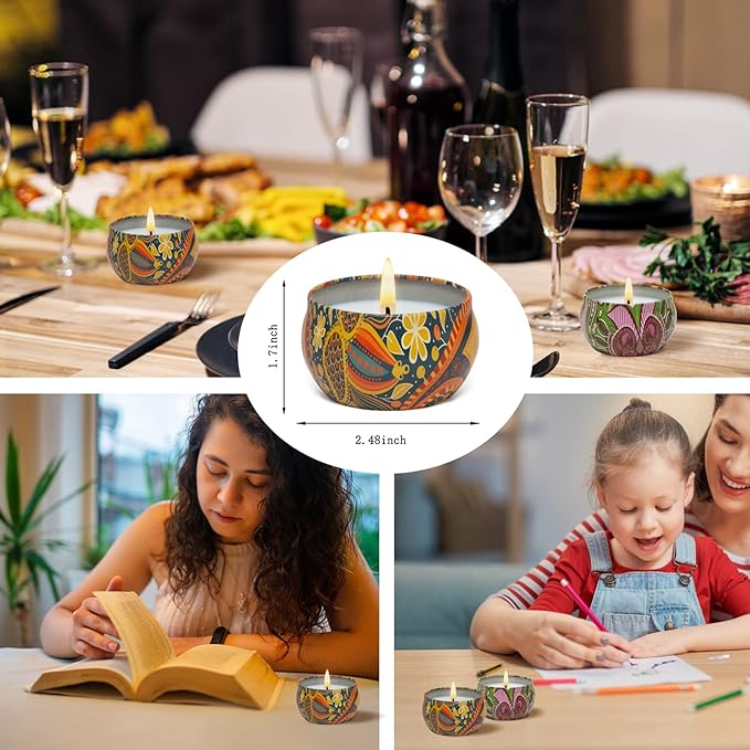 2 Pack Scented Candles, 2.5 oz Aromatherapy Candles for Home Scented, Natural Soy Candles with Floral Scents, Portable Small Jar Candle Set for Travel, Spa, Yoga, Home Decor Tin Candle Pack