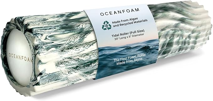 Oceanfoam Tidal Roller - Hunter Marbled - Muscle Massage Foam Roller for Back Pain & Stretching - Firm and Ergonomic Wide Wave Textured - Yoga, Athletics, & Wellness - Full Size, 20" x 5"