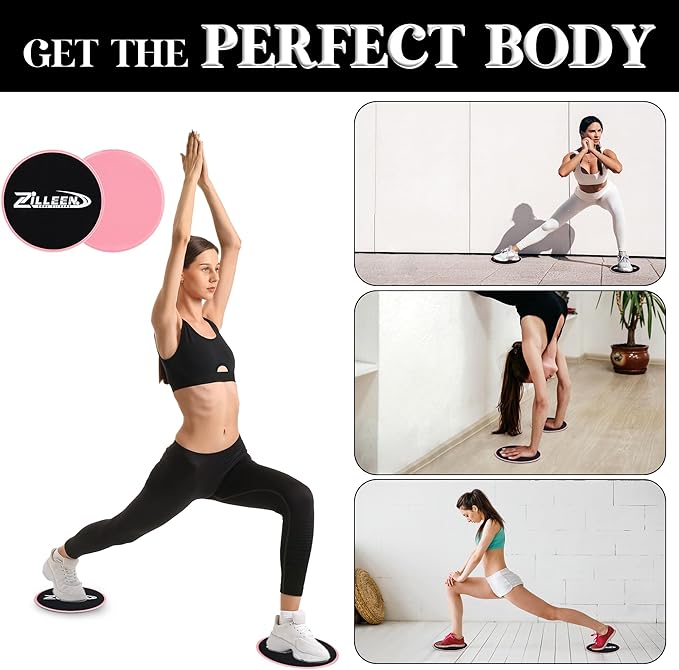 ZILLEEN Exercise Sliders for Working Out Fitness Discs for Pilates Women Men, 2 Pack