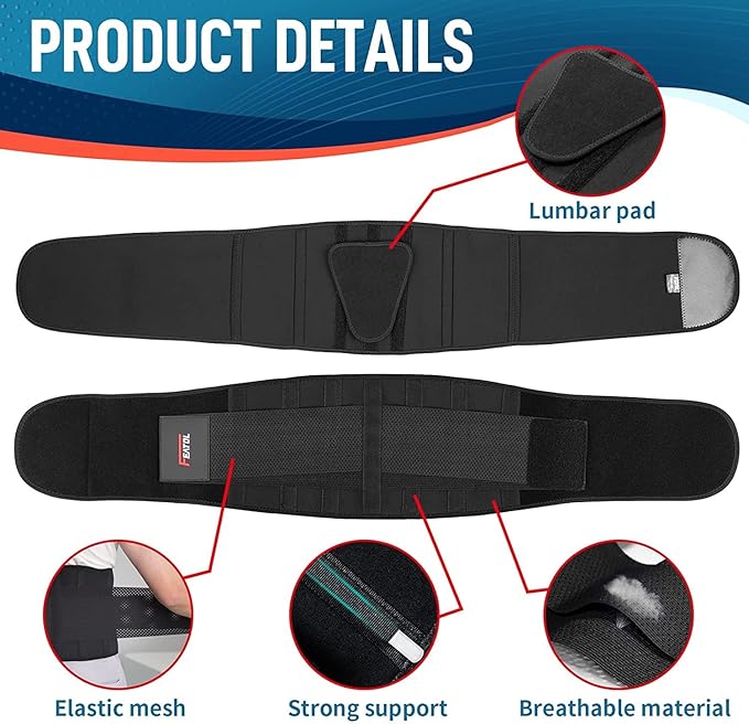 FEATOL Back Brace for Lower Back Pain, Breathable Back Support Belt for Women & Men with Lumbar Pad, Lumbar Support Belt for Heavy Lifting & Work, Sciatica, Scoliosis 3XL (Waist Size:54''-63'')