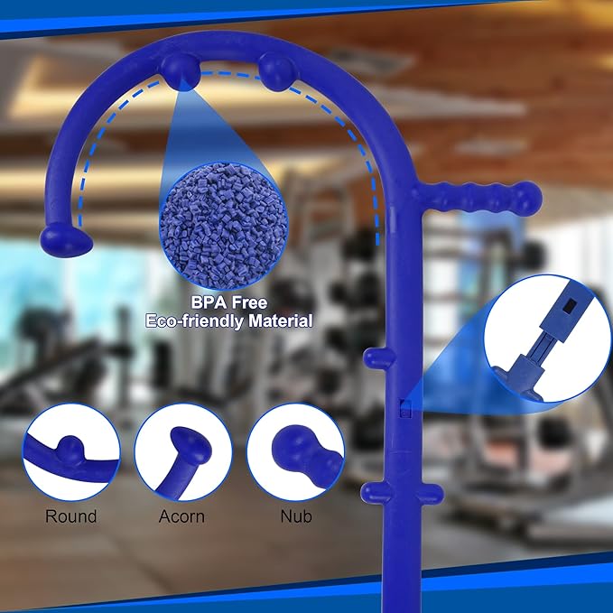 Massage Trigger Point Cane, Body Deep Tissue, Handheld Back, Neck, Shoulder, Leg and Feet Massager Rod, Muscle Release Tool Self Massage Hook Cane Gifts for Women & Men, Blue