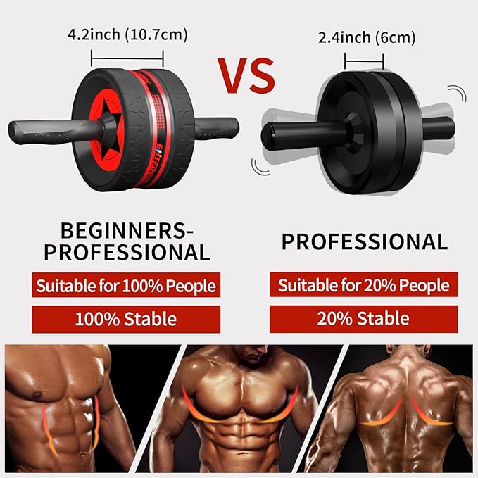 Ab Rollers Wheel Kit, Exercise Wheel Core Strength Training Abdominal Roller Set with Push Up Bars, Resistance Bands, Knee Mat Home Gym Fitness Equipment for Abs Workout