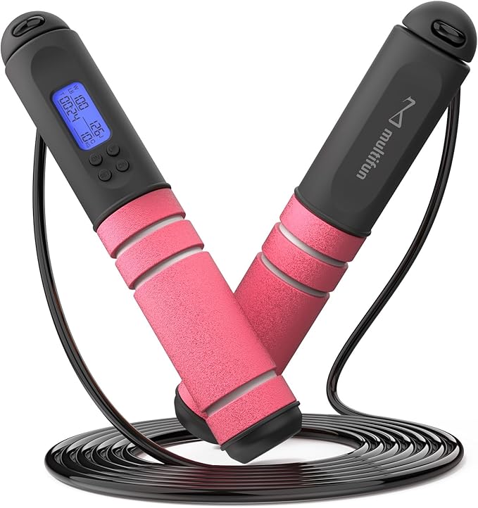 multifun Jump Rope, Adjustable Digital Jump Rope with Calorie Counter, Ball Bearings & Alarm – Ideal for Fitness, CrossFit, Boxing, MMA, Gym – Multifunctional Speed Skipping Rope