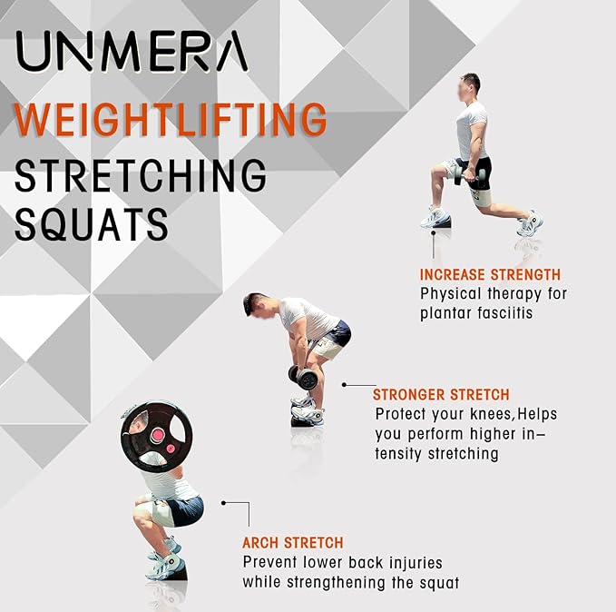 UNMERA Squat Wedge Block 6PCS Adjustable Non-slip Rubber Squat Ramp,squat Wedge For Heel Elevated Squat,Weight Lifting,Calf Stretcher, Deadlift Squat Improve Mobility Balance And Strength Performance